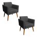 Kit 02 Poltronas Marisa Suede Preto Pés Palito Castanho D'Rossi
