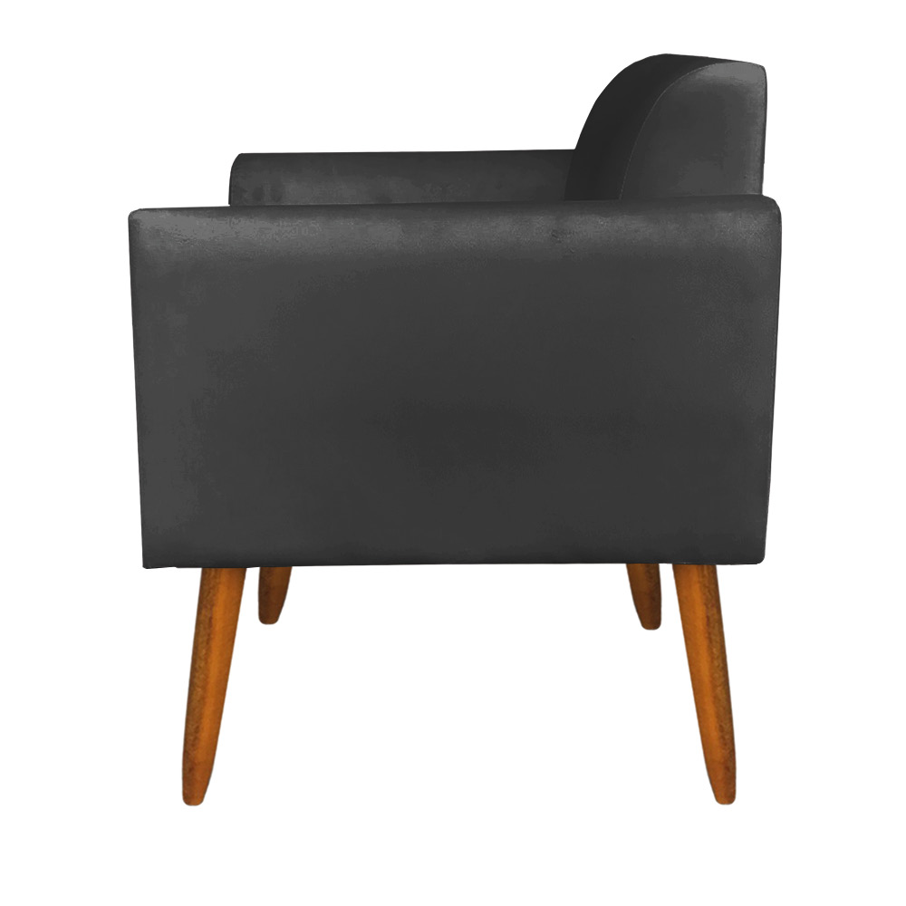 Kit 02 Poltronas Marisa Suede Preto Pés Palito Castanho D'Rossi