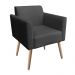 Kit 02 Poltronas Marisa Suede Preto Pés Palito Natural D'Rossi