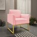 Kit 02 Poltronas Marisa Suede Rosa Bebê Base Industrial Metálica Dourado D'Rossi