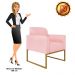 Kit 02 Poltronas Marisa Suede Rosa Bebê Base Industrial Metálica Dourado D'Rossi