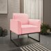 Kit 02 Poltronas Marisa Suede Rosa Bebê Base Industrial Metálica Preto D'Rossi