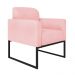Kit 02 Poltronas Marisa Suede Rosa Bebê Base Industrial Metálica Preto D'Rossi