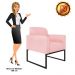 Kit 02 Poltronas Marisa Suede Rosa Bebê Base Industrial Metálica Preto D'Rossi
