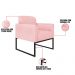 Kit 02 Poltronas Marisa Suede Rosa Bebê Base Industrial Metálica Preto D'Rossi