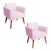 Kit 02 Poltronas Marisa Suede Rosa Bebê Pés Palito Castanho D'Rossi