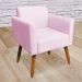 Kit 02 Poltronas Marisa Suede Rosa Bebê Pés Palito Castanho D'Rossi
