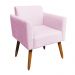 Kit 02 Poltronas Marisa Suede Rosa Bebê Pés Palito Castanho D'Rossi