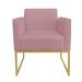Kit 02 Poltronas Marisa Suede Rose Base Industrial Metálica Dourado D'Rossi