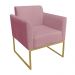 Kit 02 Poltronas Marisa Suede Rose Base Industrial Metálica Dourado D'Rossi