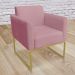 Kit 02 Poltronas Marisa Suede Rose Base Industrial Metálica Dourado D'Rossi