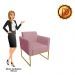 Kit 02 Poltronas Marisa Suede Rose Base Industrial Metálica Dourado D'Rossi