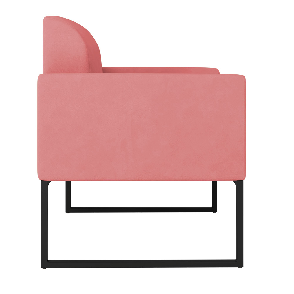 Kit 02 Poltronas Marisa Suede Rose Base Industrial Metálica Preto D'Rossi
