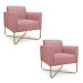 Kit 02 Poltronas Marisa Suede Rose Base X Industrial Dourado - D'Rossi