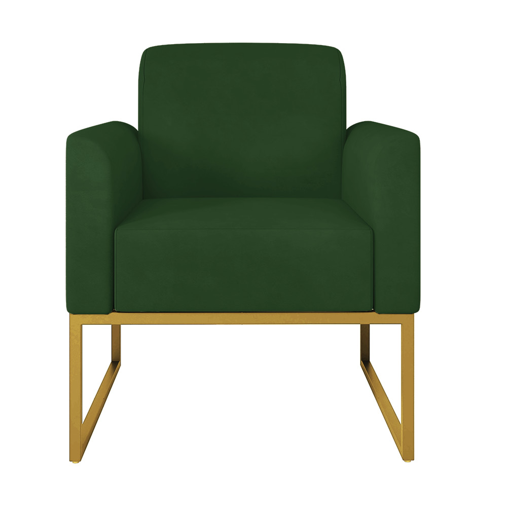 Kit 02 Poltronas Marisa Suede Verde Base Industrial Metálica Dourado D'Rossi