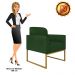 Kit 02 Poltronas Marisa Suede Verde Base Industrial Metálica Dourado D'Rossi