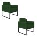 Kit 02 Poltronas Marisa Suede Verde Base Industrial Metálica Preto D'Rossi