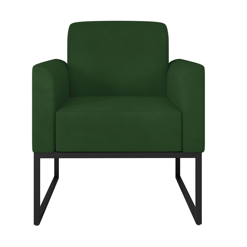 Kit 02 Poltronas Marisa Suede Verde Base Industrial Metálica Preto D'Rossi