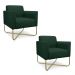 Kit 02 Poltronas Marisa Suede Verde Base X Industrial Dourado - D'Rossi