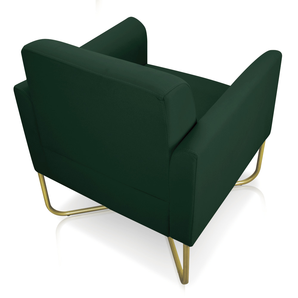 Kit 02 Poltronas Marisa Suede Verde Base X Industrial Dourado - D'Rossi