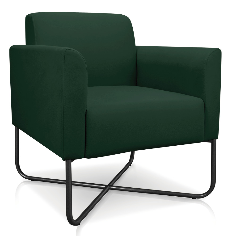 Kit 02 Poltronas Marisa Suede Verde Base X Industrial Preto - D'Rossi