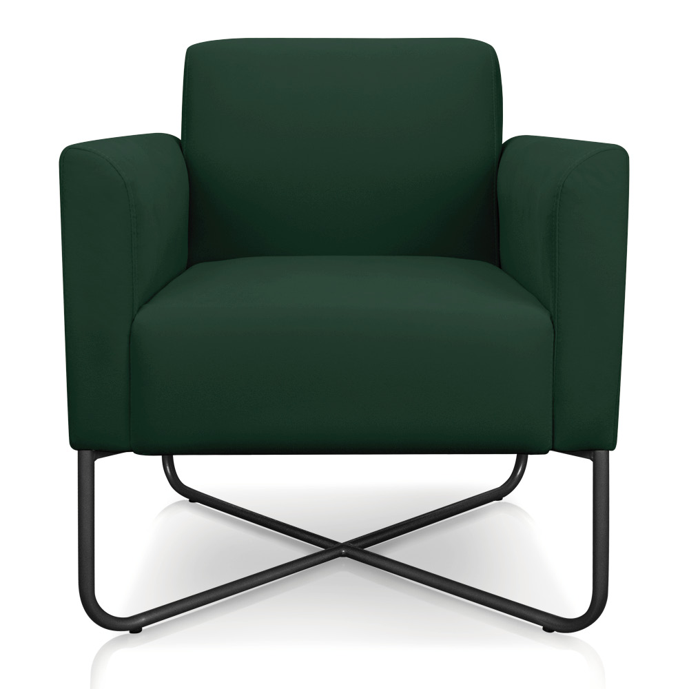Kit 02 Poltronas Marisa Suede Verde Base X Industrial Preto - D'Rossi