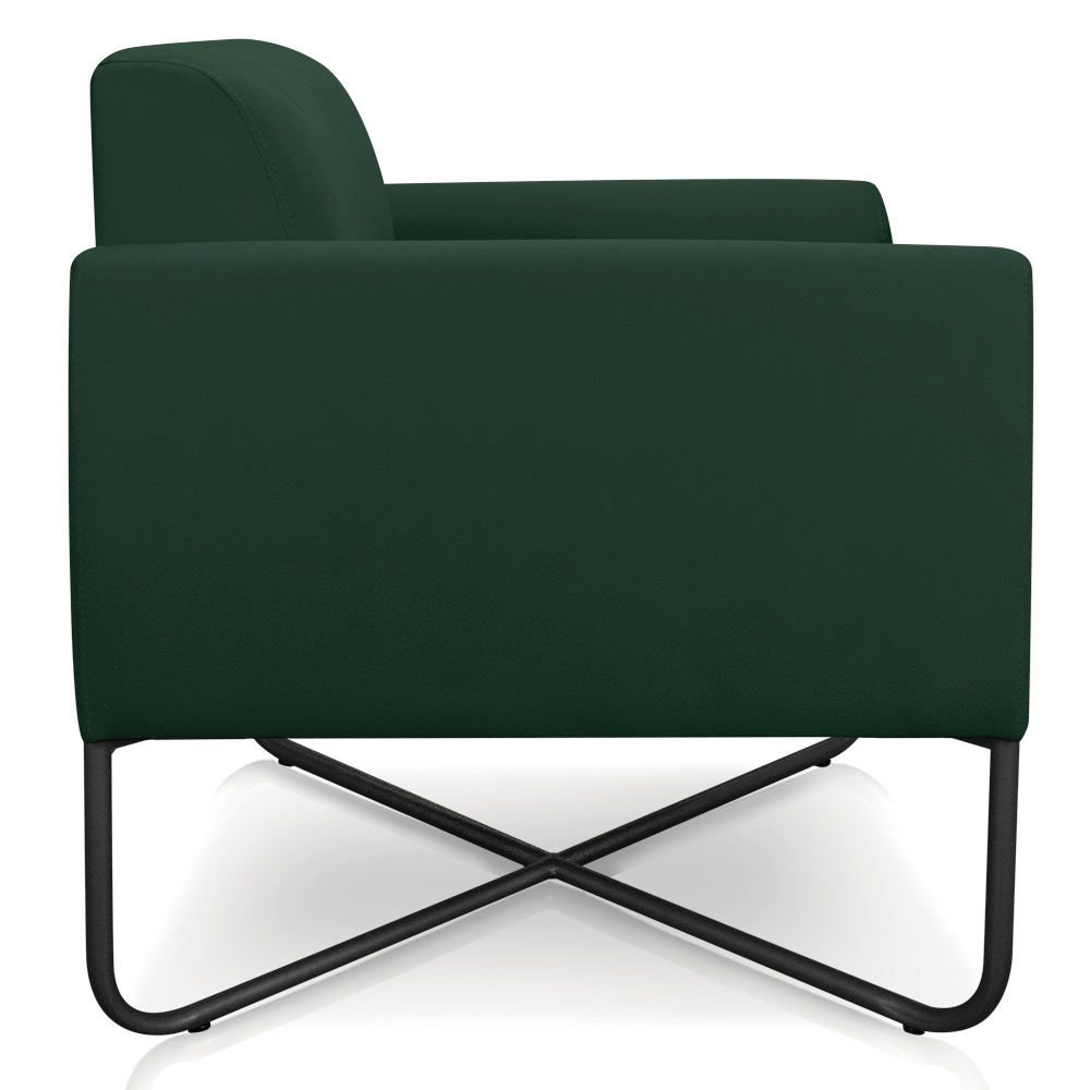 Kit 02 Poltronas Marisa Suede Verde Base X Industrial Preto - D'Rossi