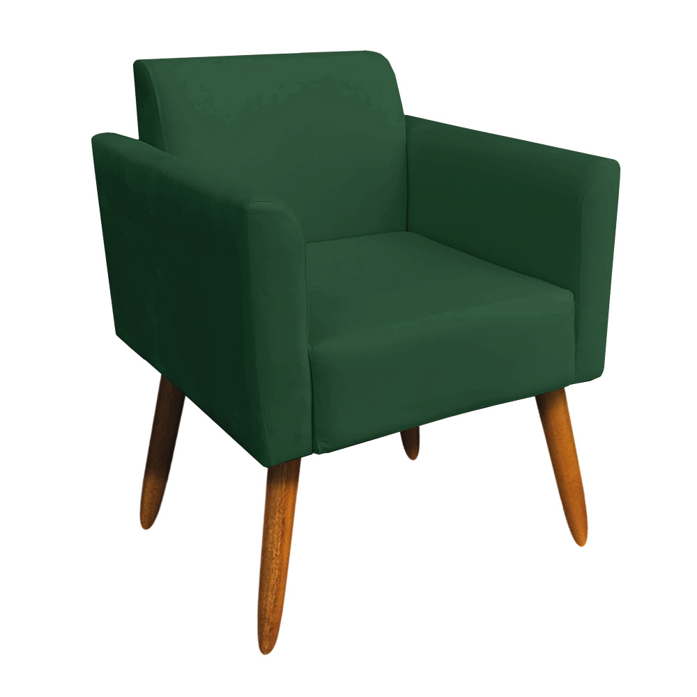Kit 02 Poltronas Marisa Suede Verde Pés Palito Castanho D'Rossi