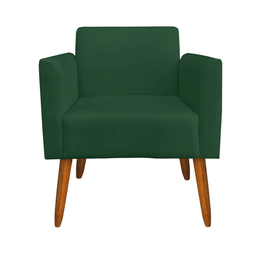 Kit 02 Poltronas Marisa Suede Verde Pés Palito Castanho D'Rossi