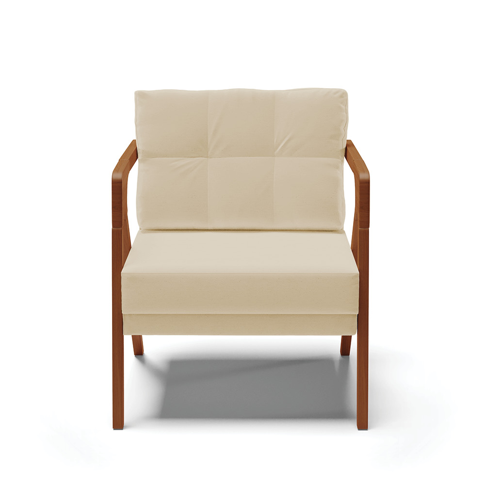 Kit 02 Poltronas Melissa Linho Areia A27 Base de Madeira Castanho D03 - D'Rossi