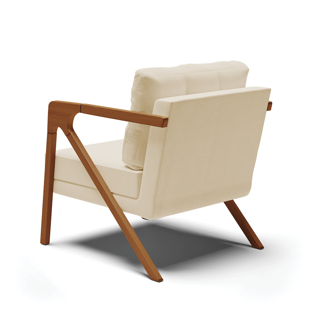 Kit 02 Poltronas Melissa Linho Areia A27 Base de Madeira Castanho D03 - D'Rossi