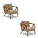 Kit 02 Poltronas Melissa Suede Marrom Rato Base de Madeira Castanho - D'Rossi