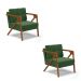 Kit 02 Poltronas Melissa Suede Verde Base de Madeira Castanho - D'Rossi