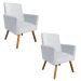 Kit 02 Poltronas Nina Suede Cinza Pés Palito Castanho D'Rossi