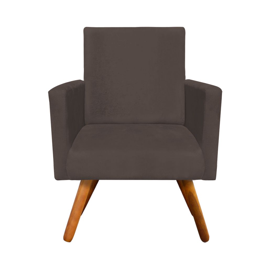Kit 02 Poltronas Nina Suede Marrom Pés Palito Castanho D'Rossi