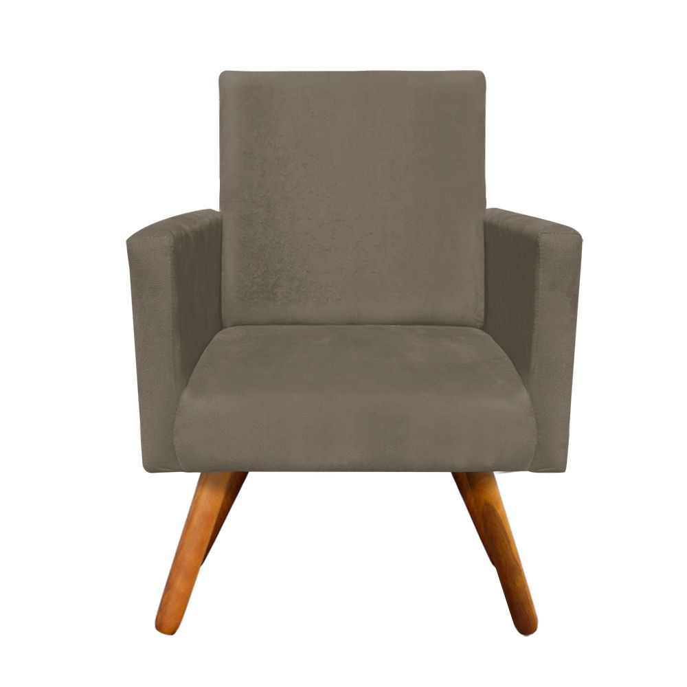 Kit 02 Poltronas Nina Suede Marrom Rato Pés Palito D'Rossi
