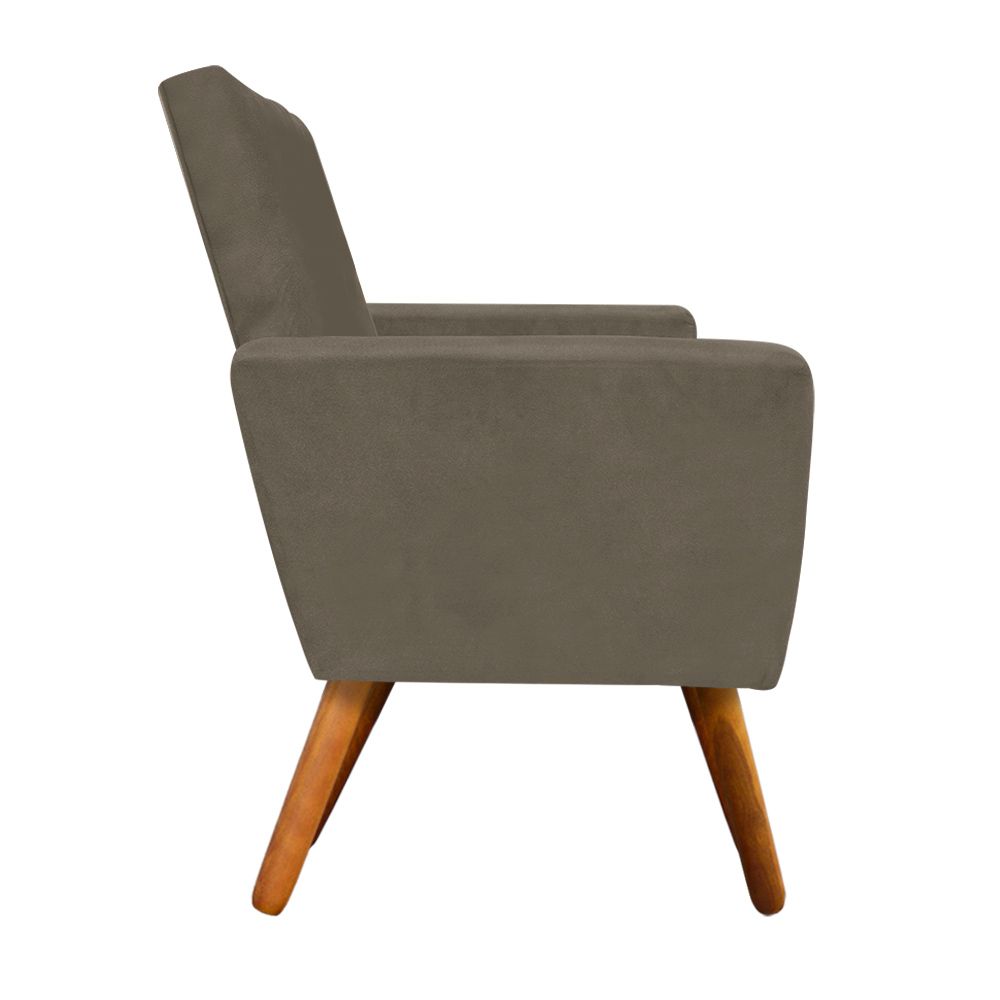 Kit 02 Poltronas Nina Suede Marrom Rato Pés Palito D'Rossi