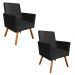 Kit 02 Poltronas Nina Suede Preto Pés Palito Castanho D'Rossi