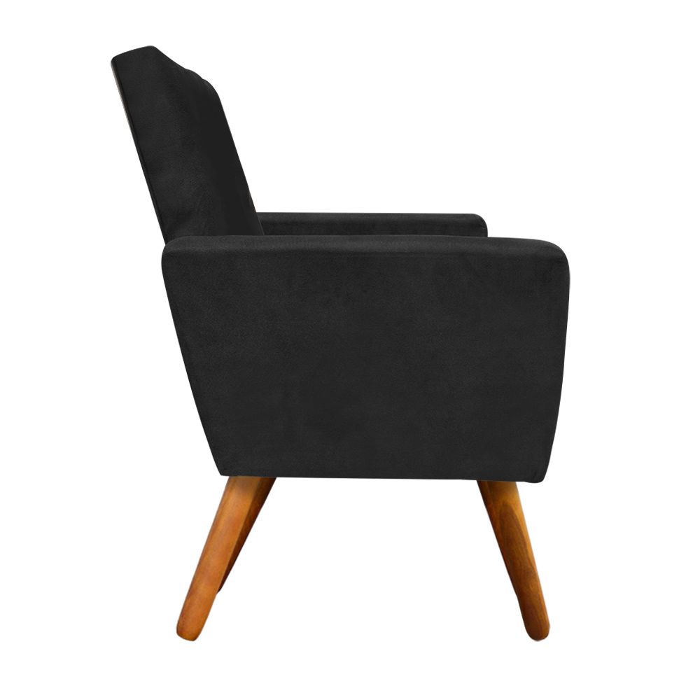 Kit 02 Poltronas Nina Suede Preto Pés Palito Castanho D'Rossi