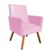 Kit 02 Poltronas Nina Suede Rosa Bebê Pés Palito Castanho D'Rossi