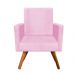 Kit 02 Poltronas Nina Suede Rosa Bebê Pés Palito Castanho D'Rossi