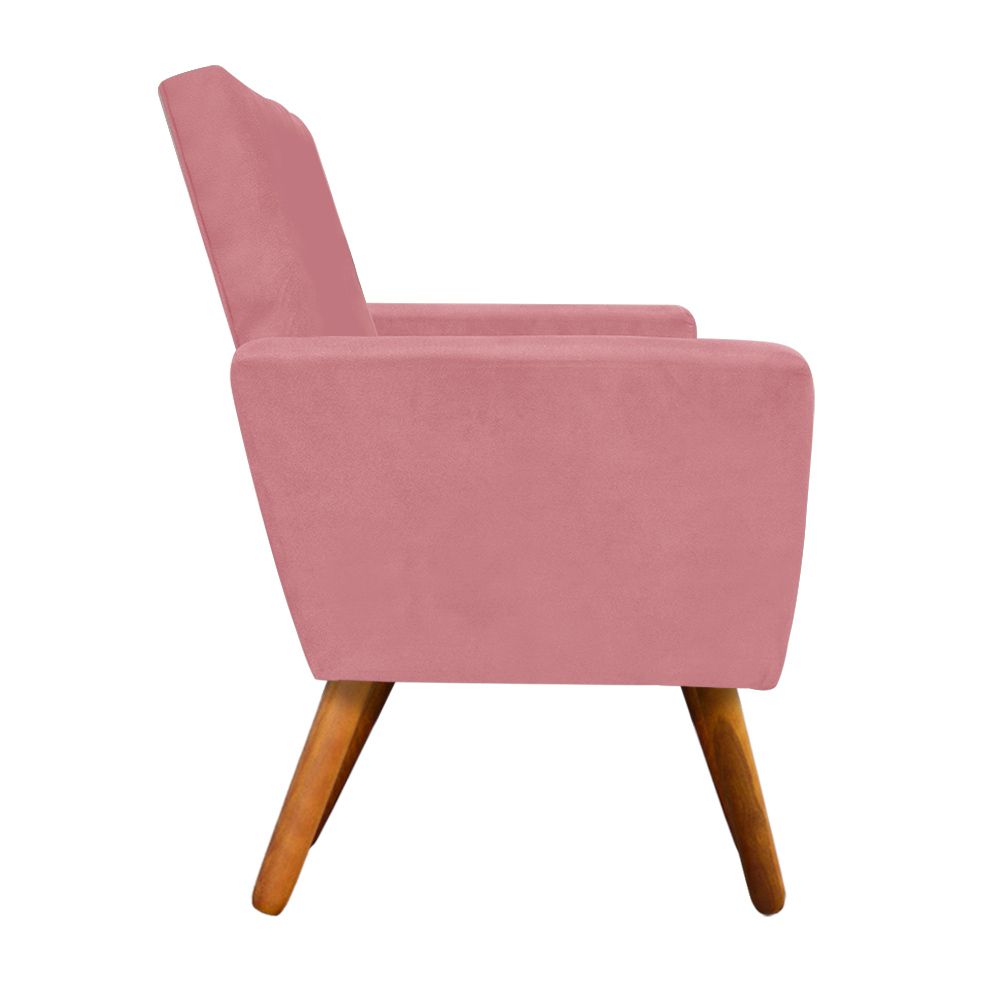 Kit 02 Poltronas Nina Suede Rose Pés Palito Castanho D'Rossi