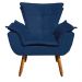 Kit 02 Poltronas Opala Suede Azul Marinho Pés Palito Castanho D'Rossi
