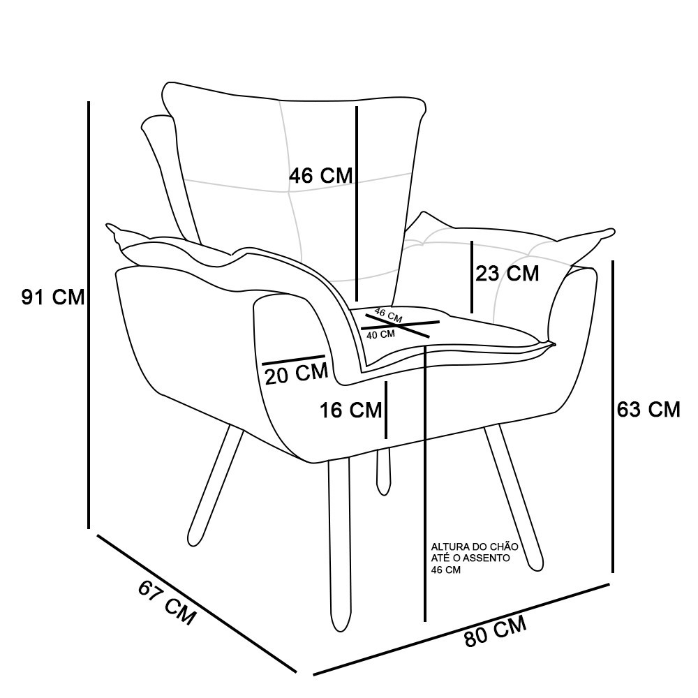 Kit 02 Poltronas Opala Suede Azul Marinho Pés Palito Castanho D'Rossi