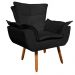 Kit 02 Poltronas Opala Suede Preto Pés Palito Castanho D'Rossi