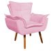 Kit 02 Poltronas Opala Suede Rosa Bebê Pés Palito Castanho D'Rossi