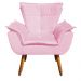 Kit 02 Poltronas Opala Suede Rosa Bebê Pés Palito Castanho D'Rossi