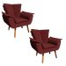 Kit 02 Poltronas Opala Veludo Marsala Pés Palito Castanho - D'Rossi