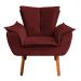 Kit 02 Poltronas Opala Veludo Marsala Pés Palito Castanho - D'Rossi