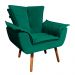 Kit 02 Poltronas Opala Veludo Verde Esmeralda Pés Palito Castanho - D'Rossi